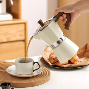 Cafeteira Moka de Alumínio com Cabo de Madeira para Café Espresso KBN