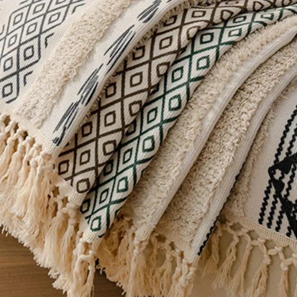 Capa de Sofá Estilo Boho em Algodão e Linho com Design 3d KBN