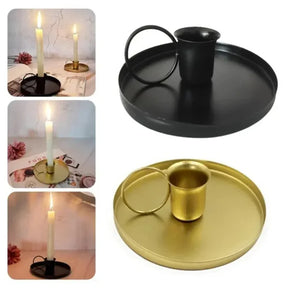 Castiçal de Metal com Alça Portátil para Mesa e Decoração KBN