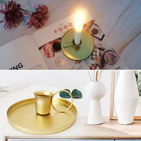 Castiçal de Metal com Alça Portátil para Mesa e Decoração KBN