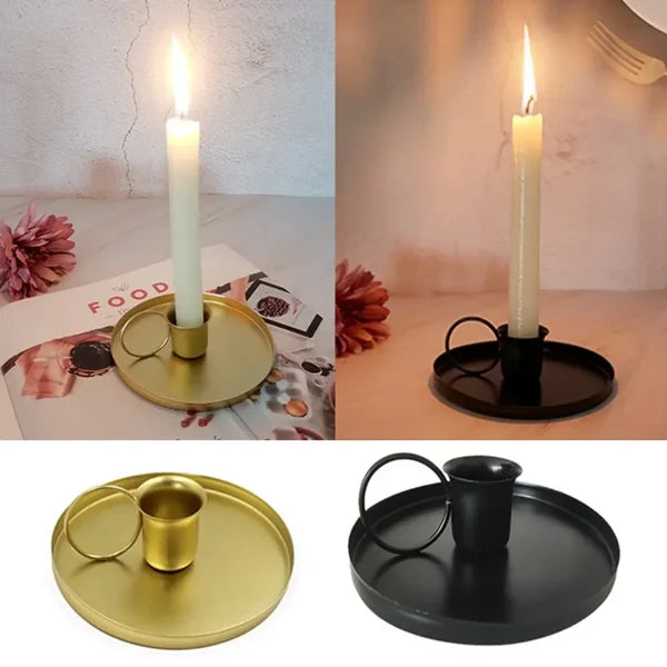 Castiçal de Metal com Alça Portátil para Mesa e Decoração KBN