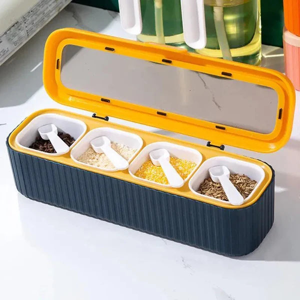 Conjunto Organizador de Temperos com Caixa e Garrafa para Cozinha KBN