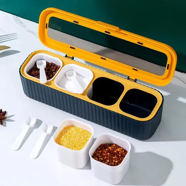 Conjunto Organizador de Temperos com Caixa e Garrafa para Cozinha KBN