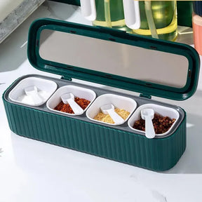 Conjunto Organizador de Temperos com Caixa e Garrafa para Cozinha KBN