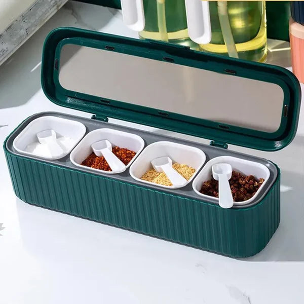 Conjunto Organizador de Temperos com Caixa e Garrafa para Cozinha KBN