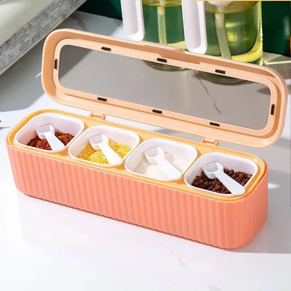 Conjunto Organizador de Temperos com Caixa e Garrafa para Cozinha KBN