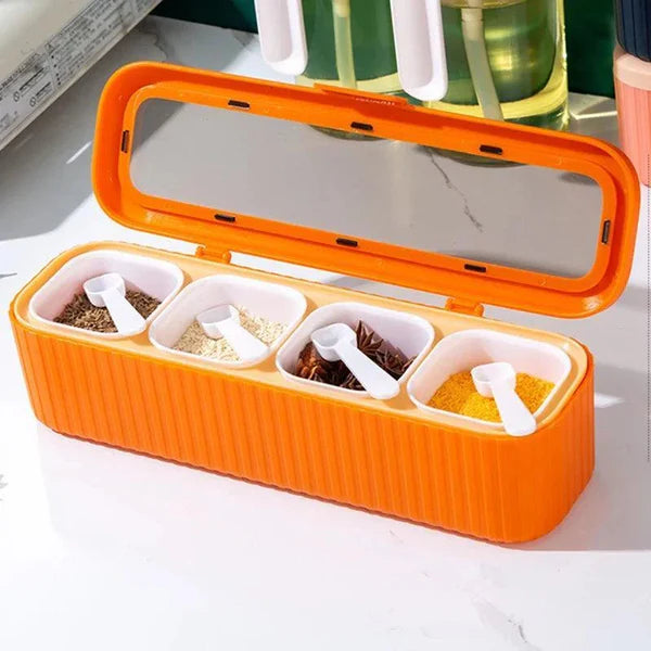 Conjunto Organizador de Temperos com Caixa e Garrafa para Cozinha KBN