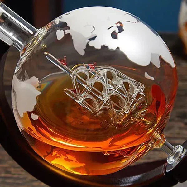 Decanter Globo com Suporte em Madeira KBN