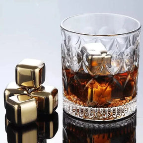 Cubos de Gelo de Aço Inox Dourado com Pegador KBN