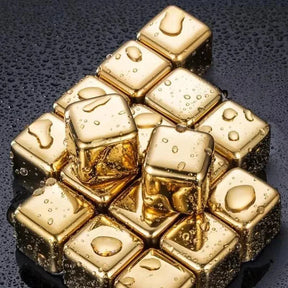 Cubos de Gelo de Aço Inox Dourado com Pegador KBN