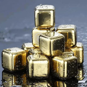 Cubos de Gelo de Aço Inox Dourado com Pegador KBN