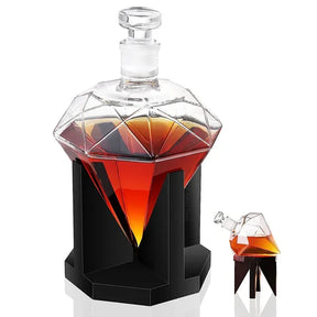 Decanter de Vidro em Formato Diamante com Suporte de Madeira KBN