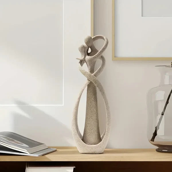 Escultura Abstrata Casal Beijando em Resina para Decoração KBN
