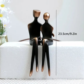 Escultura de Casal em Resina Bronze para Decorar Sala KBN