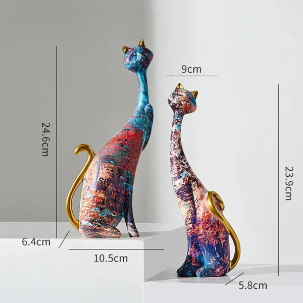 Escultura de Gato Estilo Europeu em Resina para Decoração KBN