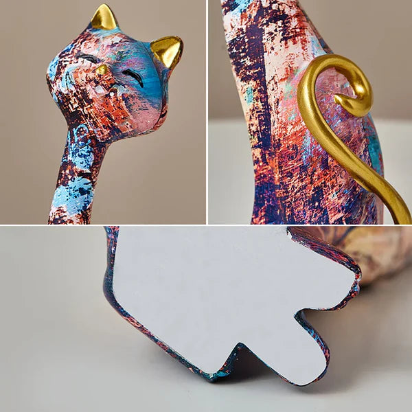 Escultura de Gato Estilo Europeu em Resina para Decoração KBN