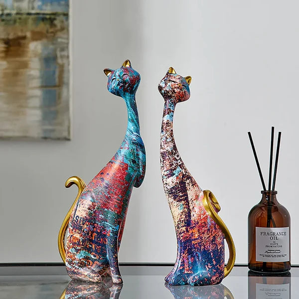 Escultura de Gato Estilo Europeu em Resina para Decoração KBN
