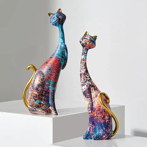 Escultura de Gato Estilo Europeu em Resina para Decoração KBN