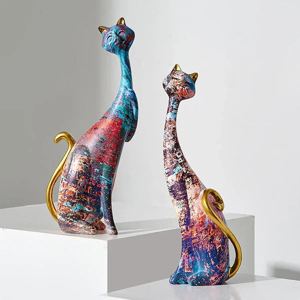 Escultura de Gato Estilo Europeu em Resina para Decoração KBN