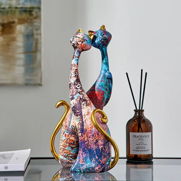 Escultura de Gato Estilo Europeu em Resina para Decoração KBN