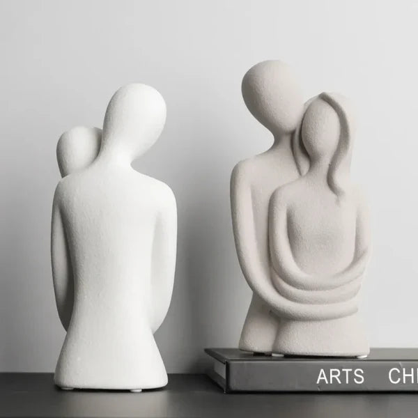 Escultura Nórdica de Casal Abstrato em Cerâmica Fosca KBN
