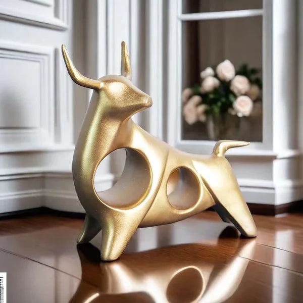 Estátua de Touro Dourado Abstrata em Resina para Decoração KBN