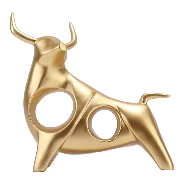 Estátua de Touro Dourado Abstrata em Resina para Decoração KBN