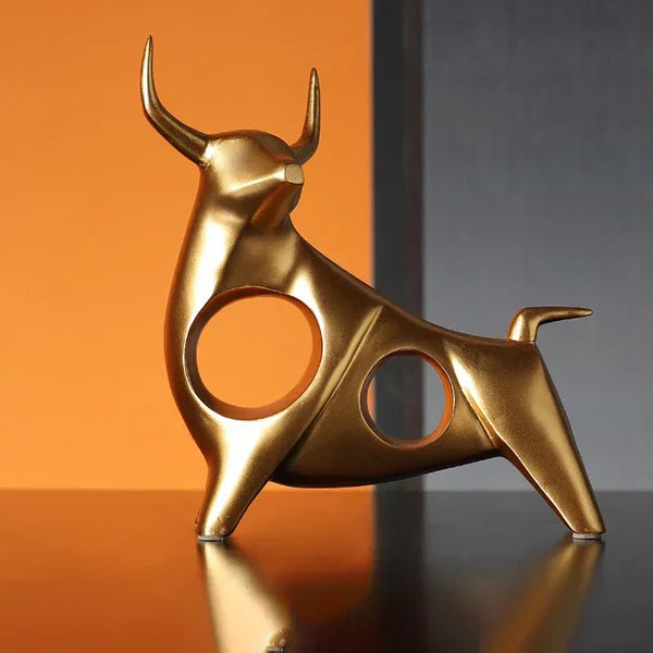 Estátua de Touro Dourado Abstrata em Resina para Decoração KBN