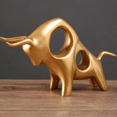 Estátua de Touro Dourado Abstrata em Resina para Decoração KBN
