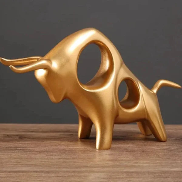 Estátua de Touro Dourado Abstrata em Resina para Decoração KBN