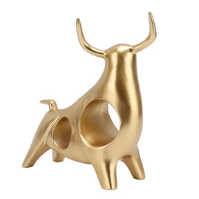 Estátua de Touro Dourado Abstrata em Resina para Decoração KBN