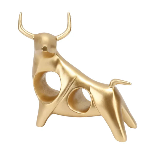 Estátua de Touro Dourado Abstrata em Resina para Decoração KBN