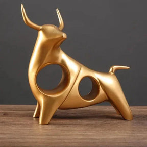 Estátua de Touro Dourado Abstrata em Resina para Decoração KBN