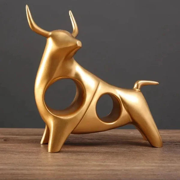 Estátua de Touro Dourado Abstrata em Resina para Decoração KBN