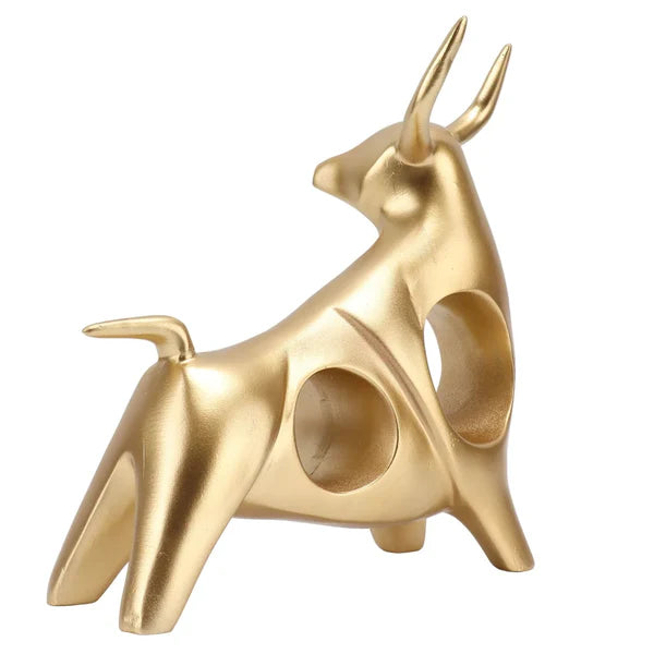 Estátua de Touro Dourado Abstrata em Resina para Decoração KBN