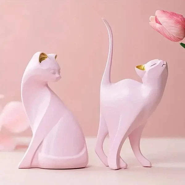 Estátuas de Gatos Decorativas em Resina para Decoração KBN
