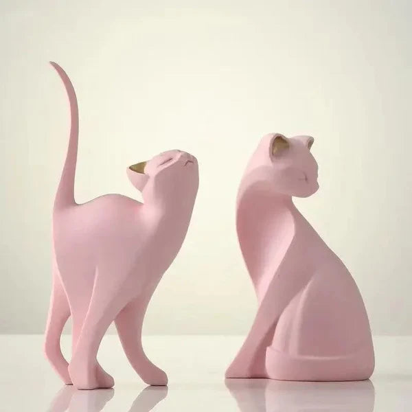 Estátuas de Gatos Decorativas em Resina para Decoração KBN