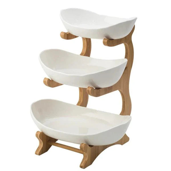 Fruteira de Mesa em Bambu de 3 Camadas KBN Linha FruitStyle