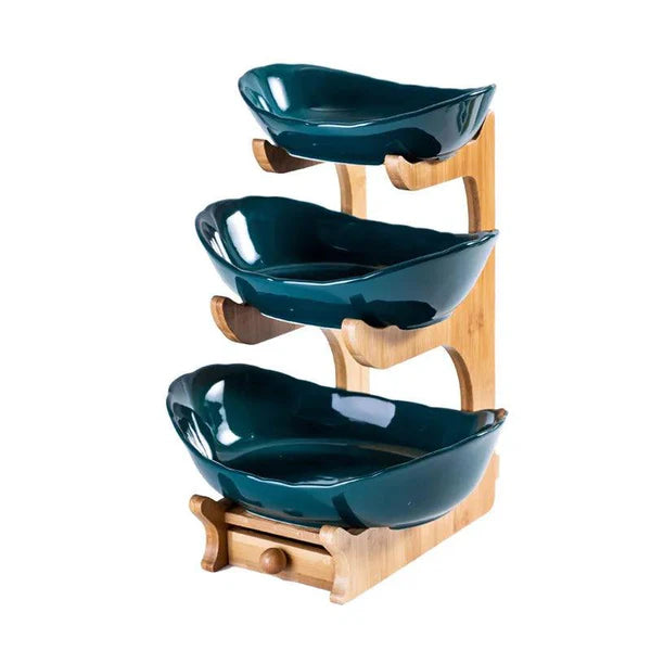 Fruteira de Mesa em Bambu de 3 Camadas KBN Linha FruitStyle