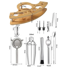 Kit Bartender de Aço Inoxidável com Shaker e Ferramentas KBN