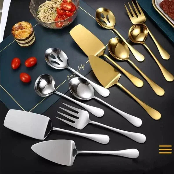 Kit Utensílios de Cozinha 6 Peças Inox Dourado KBN WoodTouch