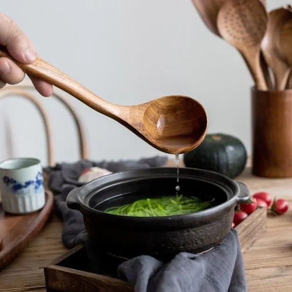 Kit Utensílios de Cozinha 7 Peças de Madeira KBN WoodTouch