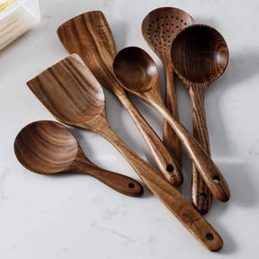 Kit Utensílios de Cozinha 7 Peças de Madeira KBN WoodTouch