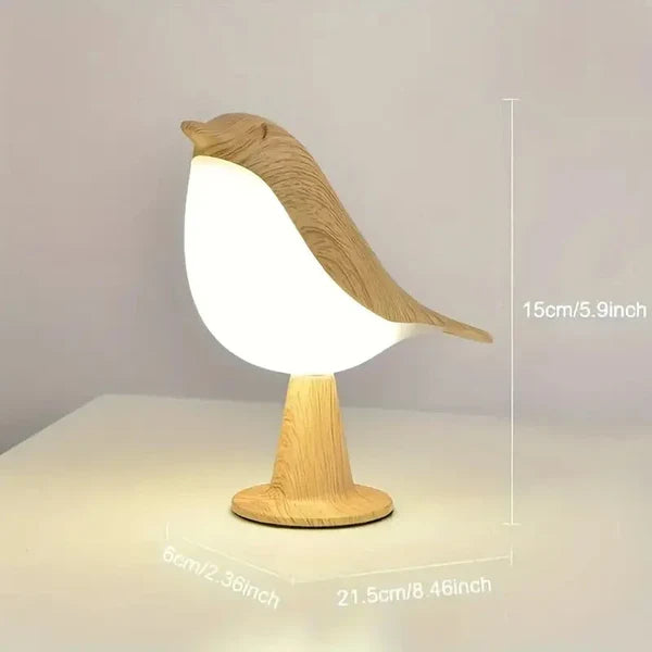 Luminária LED de Madeira Pássaro com Toque para Quarto KBN