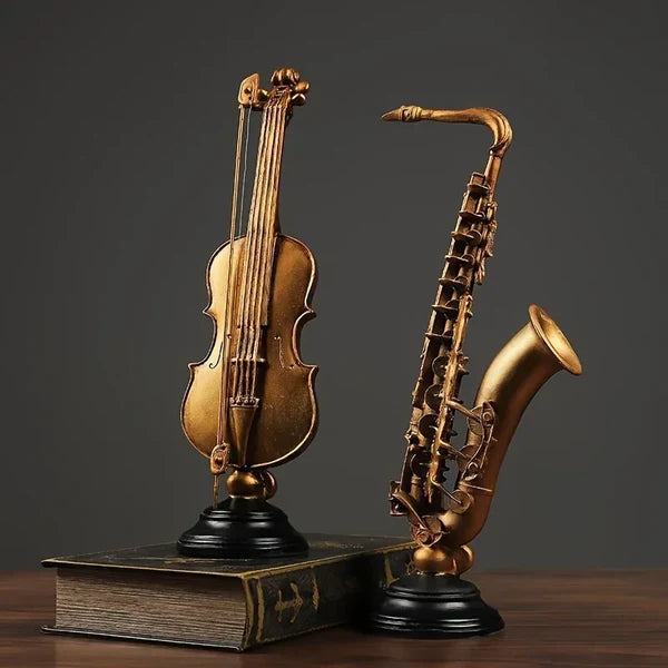 Ornamento Decorativo Instrumentos Dourados Violino e Saxofone KBN