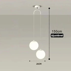 Lustre Pendente de Vidro com LED para Sala e Quarto KBN