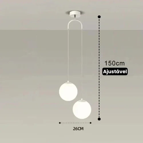 Lustre Pendente de Vidro com LED para Sala e Quarto KBN