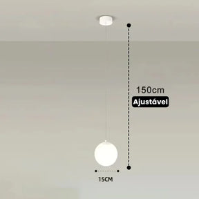 Lustre Pendente de Vidro com LED para Sala e Quarto KBN