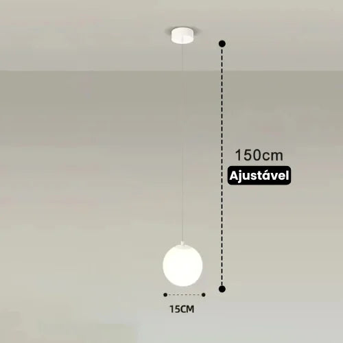 Lustre Pendente de Vidro com LED para Sala e Quarto KBN
