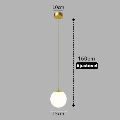 Lustre Pendente de Vidro com LED para Sala e Quarto KBN